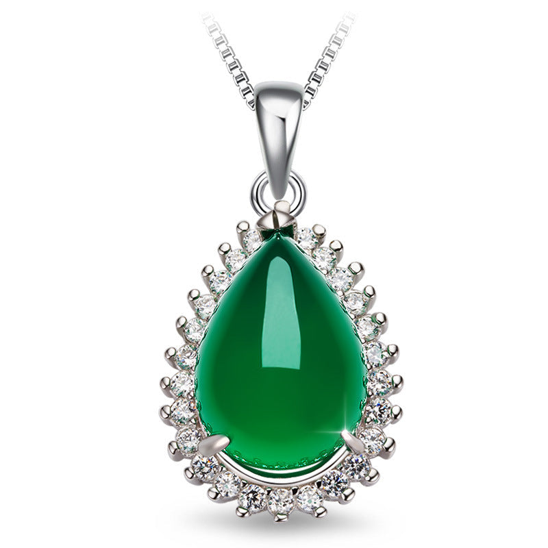 Emerald look stainless steel pendant