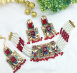 Ruby-Tone Zircon Pearl Choker