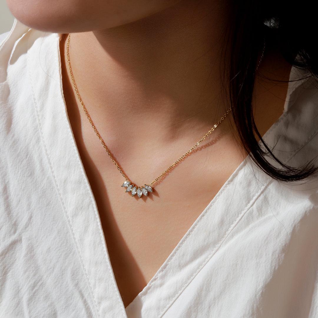 stainless steel marquise necklace