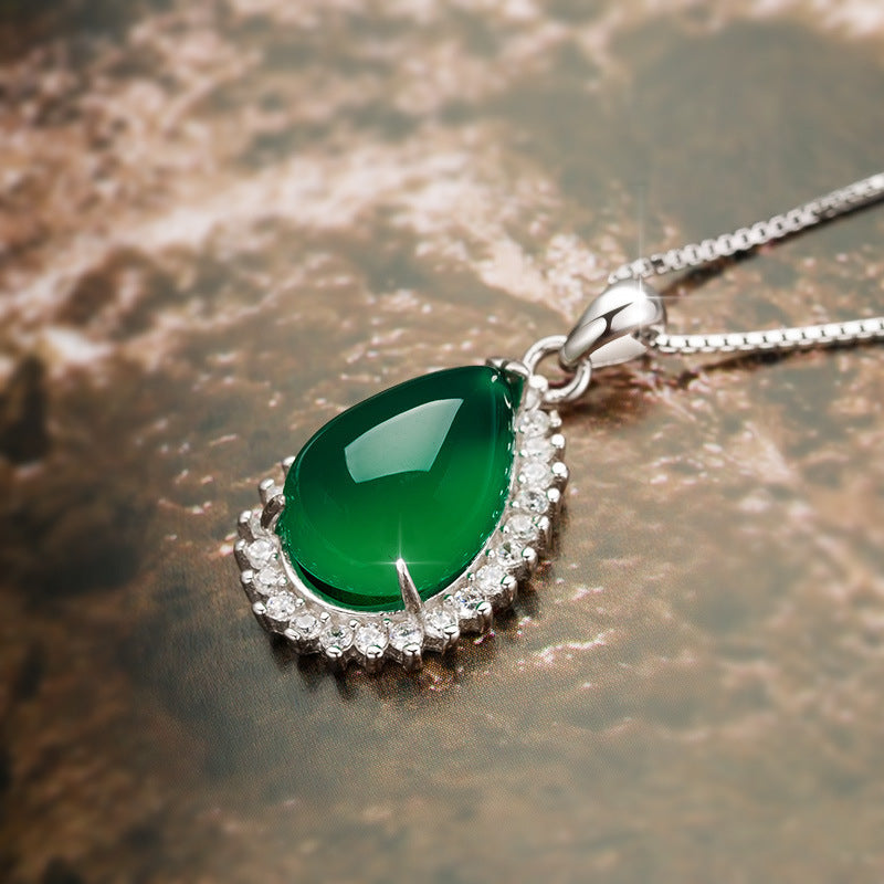 Emerald look stainless steel pendant