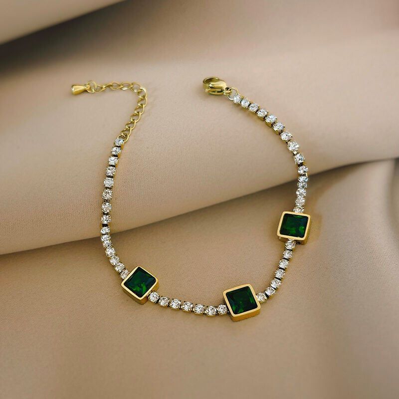 Zircon & Emerald Bracelet – Stainless Steel