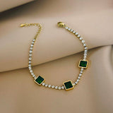 Zircon & Emerald Bracelet – Stainless Steel