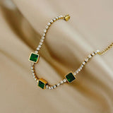Zircon & Emerald Bracelet – Stainless Steel