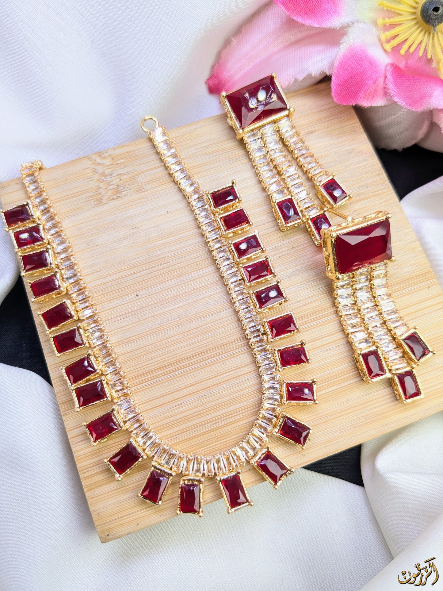 Red Zircon Necklace Set – Arzhin Design
