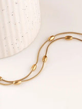 double strand gold bracelet stainless steel