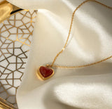 Stainless steel Red stone necklace