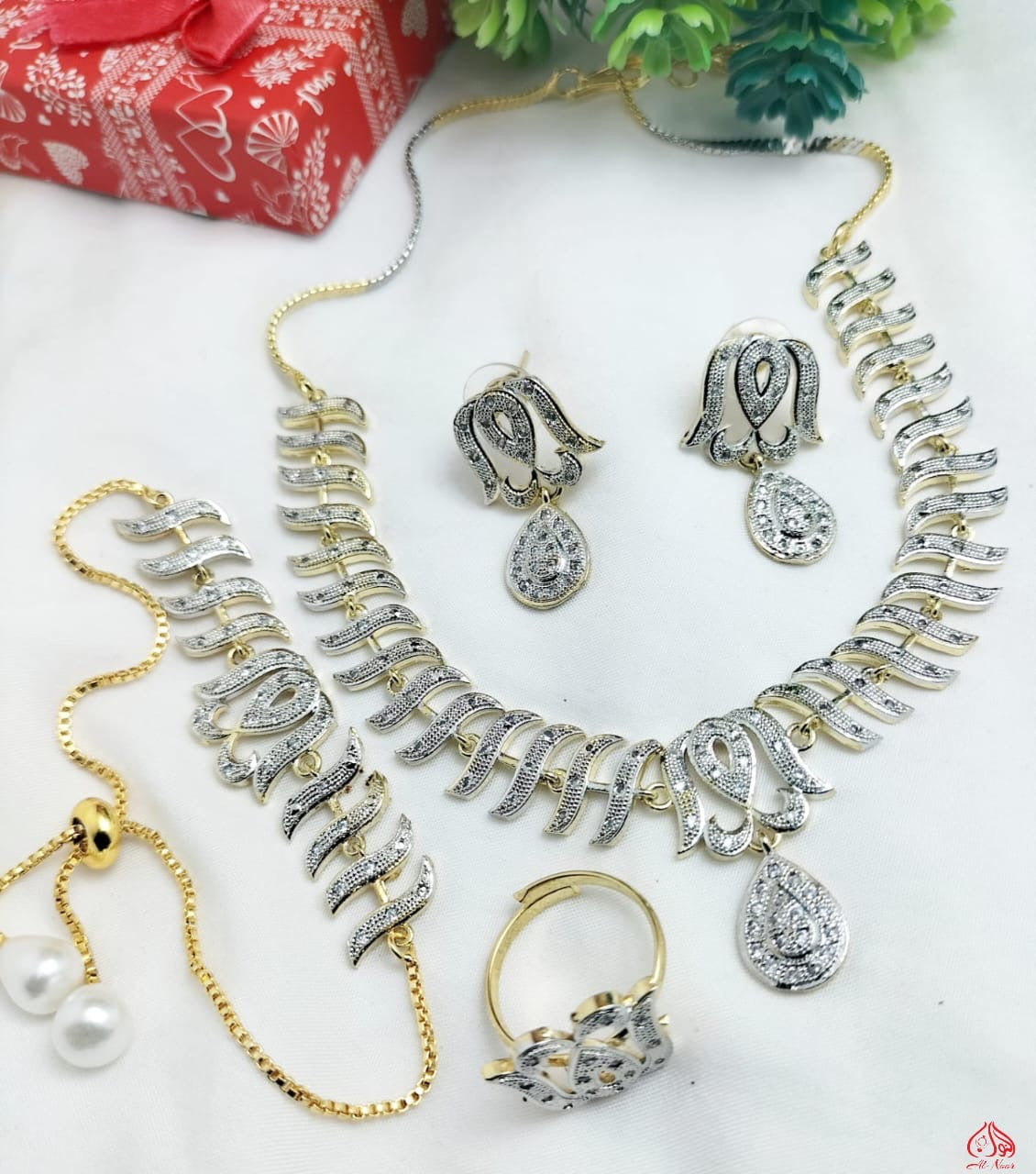 dual tone jewelry combo set