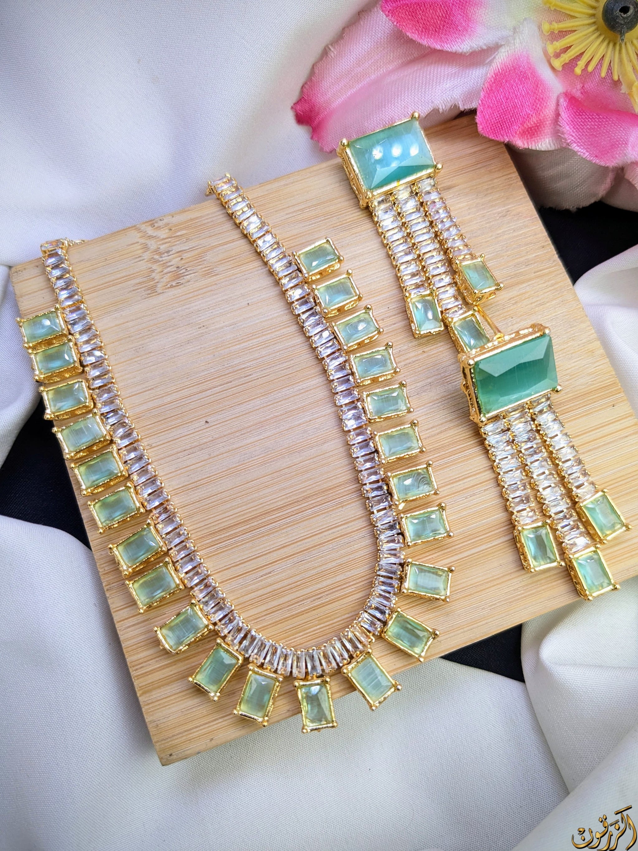 Green Zircon Necklace Set – Arzhin Design