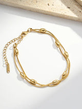 double strand gold bracelet stainless steel