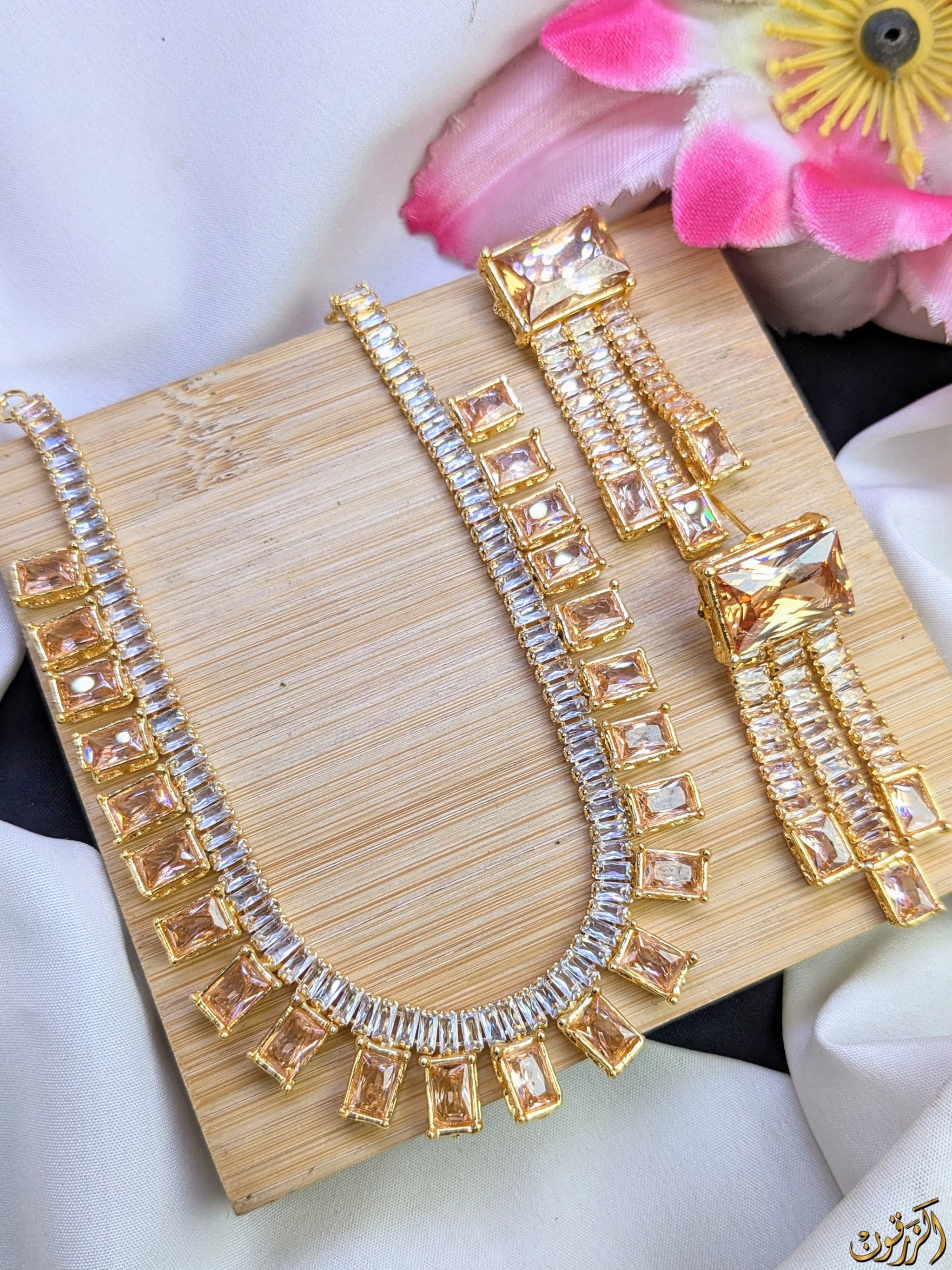 Golden Zircon Necklace Set – Arzhin Design