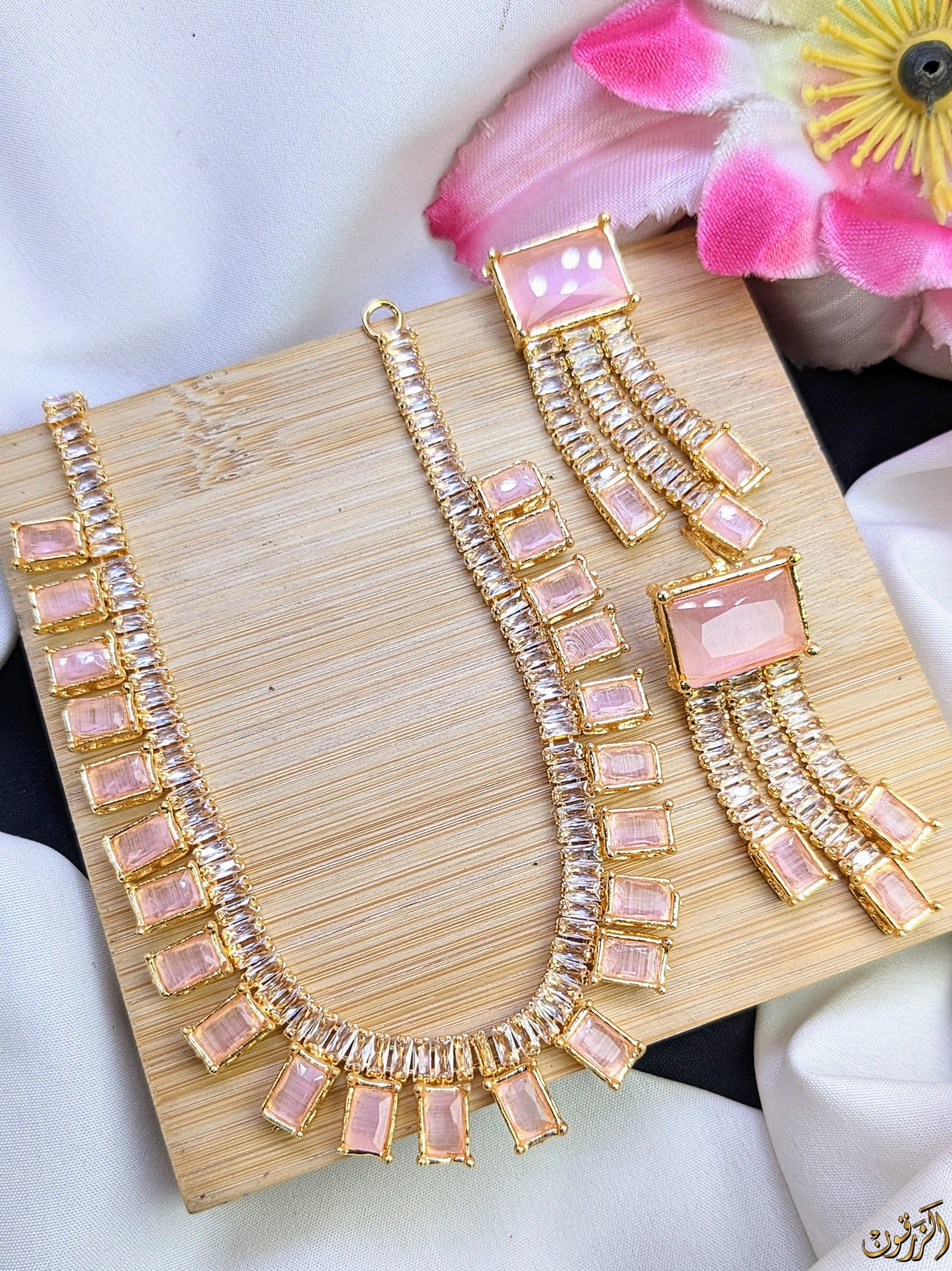 Pink Zircon Necklace Set – Arzhin Design
