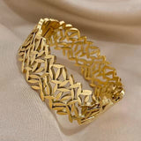 Gold-Toned Stainless Steel Leaf Bracelet
